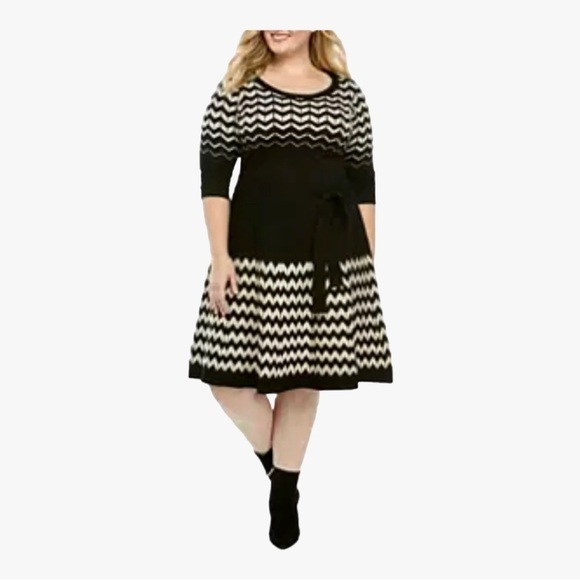 Gabby Skye Chevron Fit and Flare Sweater Dress NWT - Picture 1 of 9